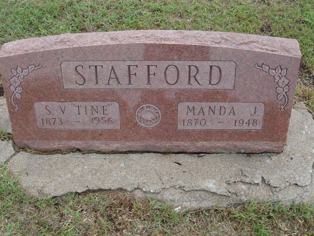 Headstone for Sylvester (Tine) Stafford and wife located in Maramec, Oklahoma